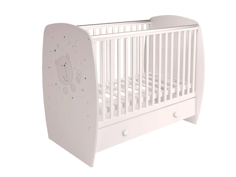 Kidsaw Baby Cot French 710 Teddy Print, White