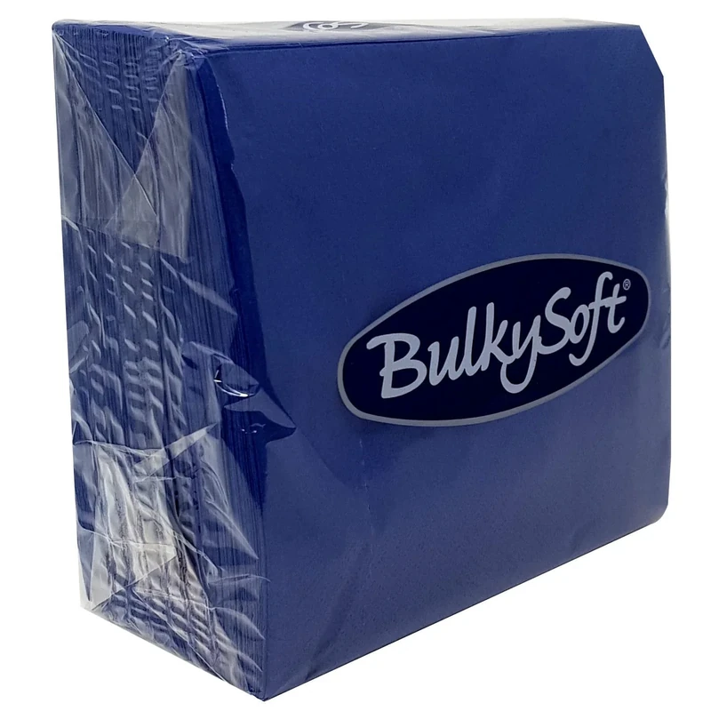 BulkySoft Paper Serviettes 2Ply Solid Colour Soft Napkins for Kitchen, Parties, and Events – Rip Proof Disposable Tableware - 33 × 33 cm – 100% Cellulose Pack of 100 Kitchen Napkins - Dark Blue