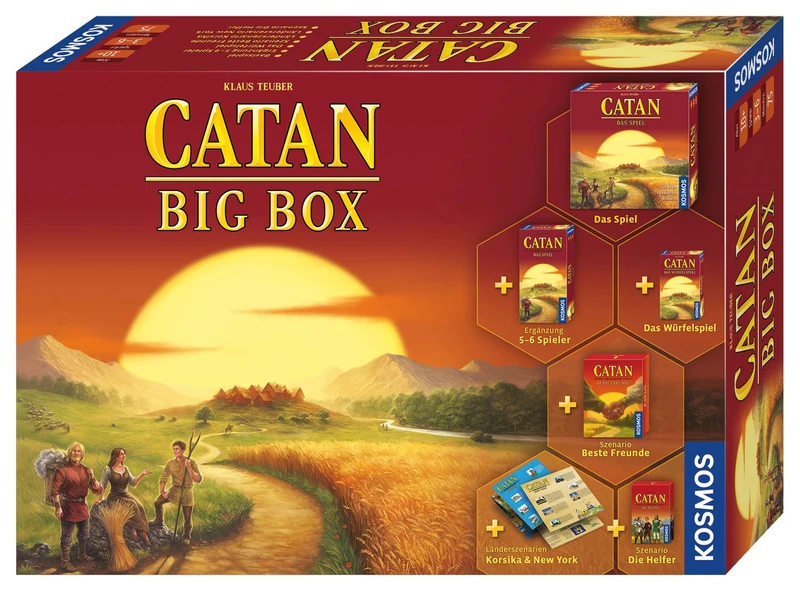 KOSMOS 693152 CATAN - Big Box, Starterset mit CATAN - Das Spiel, inklusive Erweiterung, Würfelspiel und 4 Szenarien, Brettspiel für 3 bis 6 Personen ab 10 Jahre, Siedler von Catan