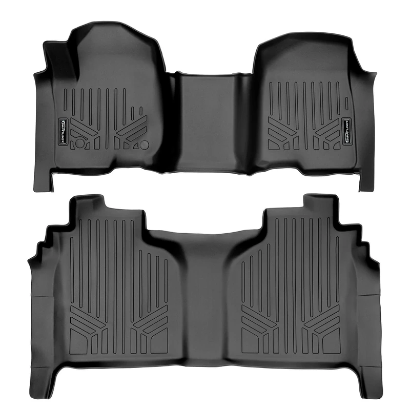 MAX LINER A0401/B0400 Black Custom Fit Floor Mats 2 Liner Set 2019 Silverado/Sierra 1500 Crew Cab with 1st Row Bench Seat