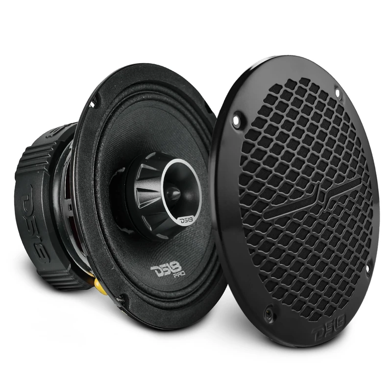 DS18 PRO-ZT6 6.5-Inch 2 Way Pro Audio Midrange Speakers with Built-in Bullet Tweeter 4-Ohms 450W Max 225W RMS Water Resistant - Black Metal Mesh Grill Included (1 Speaker)