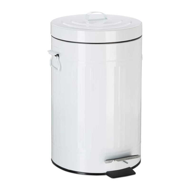 Relaxdays Pedal Bin, Vintage Under Kitchen Counter & Bathroom Bin, Metal, 12 L, White