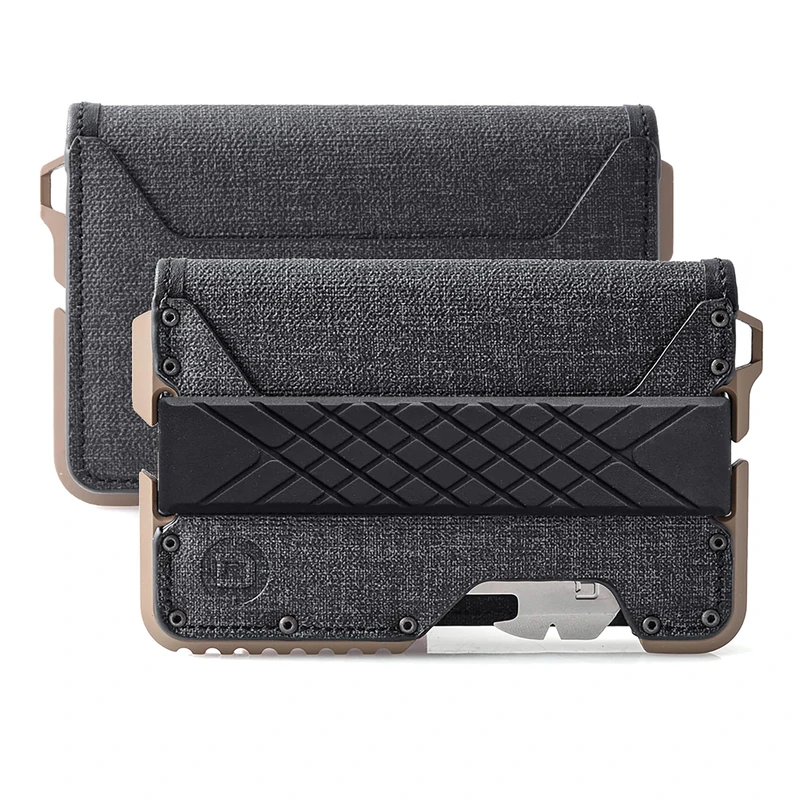 Dango T01 Tactical EDC Wallet - Made in USA - Genuine Leather, Multitool, RFID Block (Black DTEX/Desert Sand + MT02 Multi-Tool (Spec Ops Bifold))