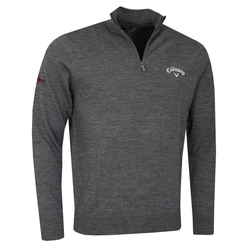 Callaway - Golf Tops for Men, Long Sleeve Thermal Sweater, with 1/4 Zip, Merino Wool Blend (Steel Heather Grey)