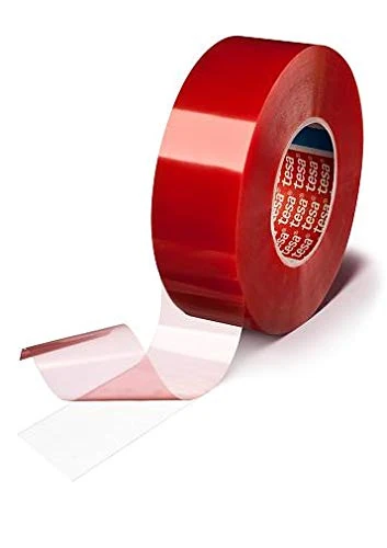 Tesa 4965 Double Sided Adhesive Tape for Lamination and Fixing, Pet Support, Acrylic Modified Mass Adhesive, 205μm, 50 m x 9 mm, Transparent, Pack of 96 Pieces