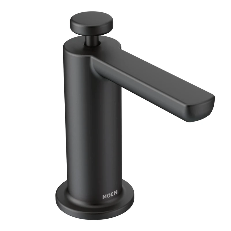 Moen S3947BL Modern Deck Mounted Kitchen Soap Dispenser with Above The Sink Refillable Bottle, Matte Black