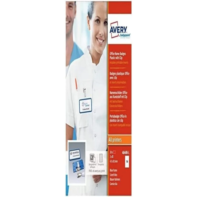 Office Name Badges - Plastic with Clip, Blue