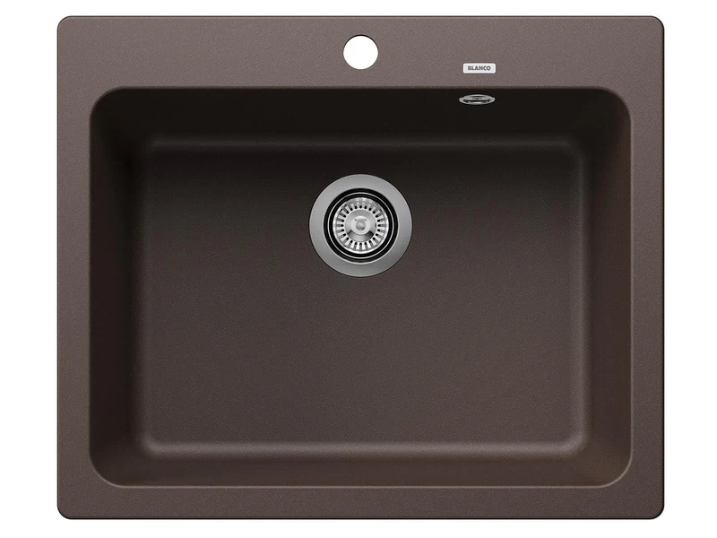 BLANCO NAYA 6 | SILGRANIT Sink in café | Installation Type: Inset Installation from Above | for 60 cm Wide Base cabinets | Spacious Bowl Volume | Easy-Care Surface | [61.5x51x21.2 cm]