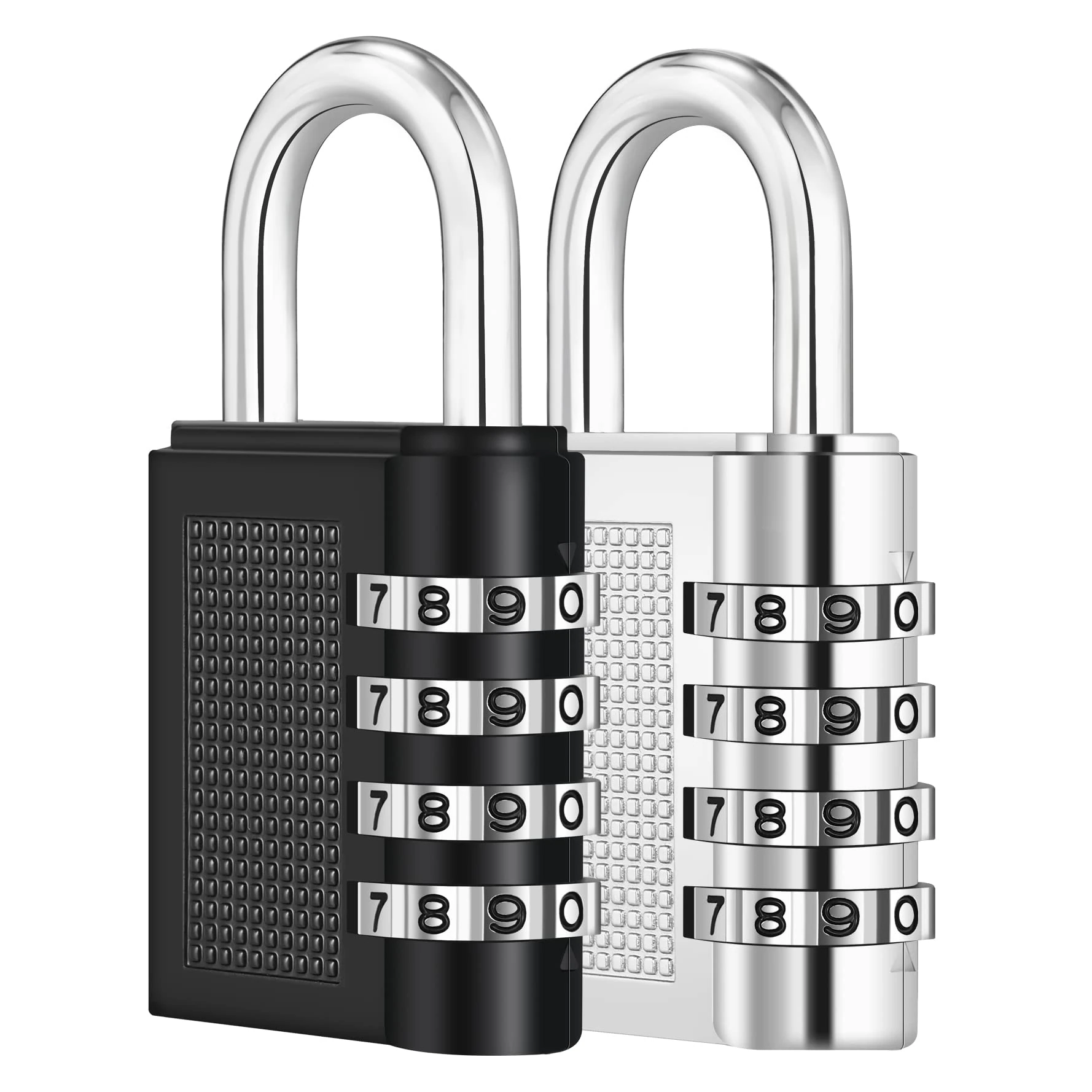 ZHEGE 4-Digit Combination Padlock, Durable & Secure Weatherproof Lock for Gym/School Lockers, Outdoor Fence/Gate/Shed/Garage (2 Pack, Black/Silver)
