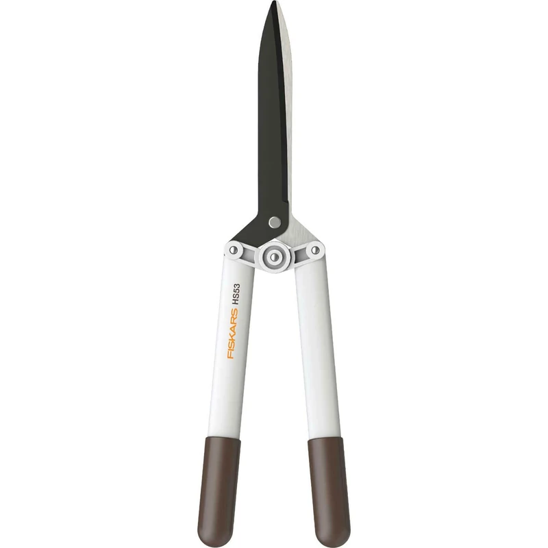 Fiskars Hedge shear HS53, White, For cutting and pruning hedges, bushes and shrubs, Length: 54.4 cm, Weight: 610 g, White/Orange, FiberComp/Steel, Light, 1026931