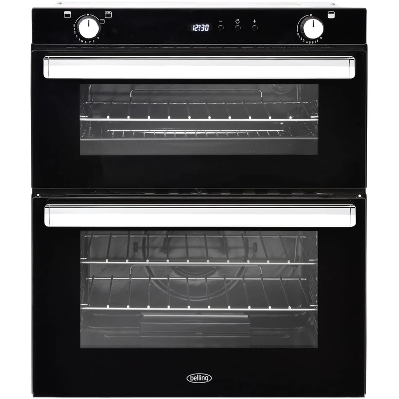Belling BI702G Gas Double Oven with Cook-to-off Timer - Black