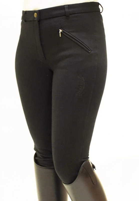 Rhinegold ELITE LADIES THERMAL RIDING BREECHES, Black, UK 8 (EU 36) – Stretch Faux Suede Full Seat, Soft Lined, Winter Equestrian Jodhpurs