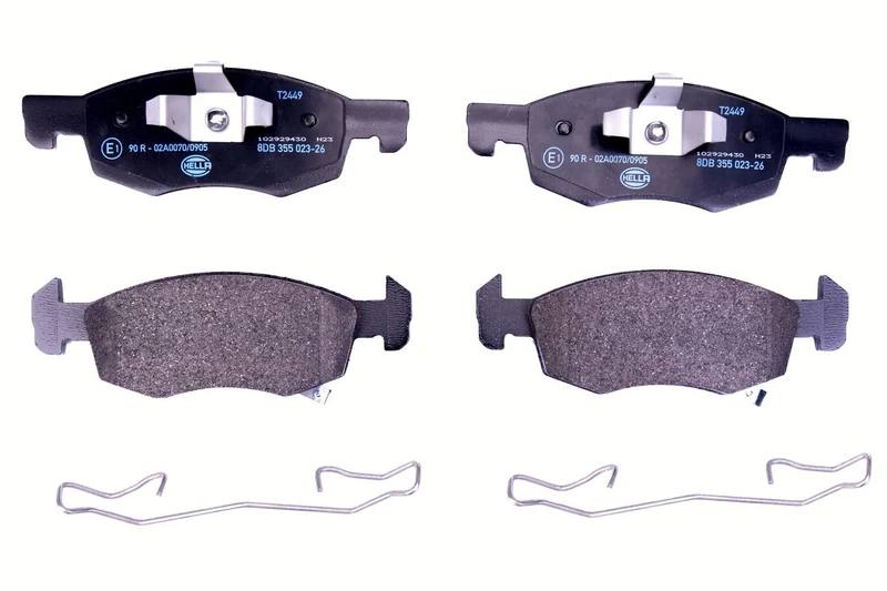 HELLA 8DB 355 023-261 Brake pad set - with acoustic wear warning - T2449 - for e.g. OPEL / VAUXHALL