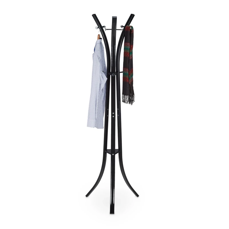 Relaxdays Coat Rack “Style”, Sturdy Metal Standing Garment Rack for Jackets & Coats, 175 cm, Black