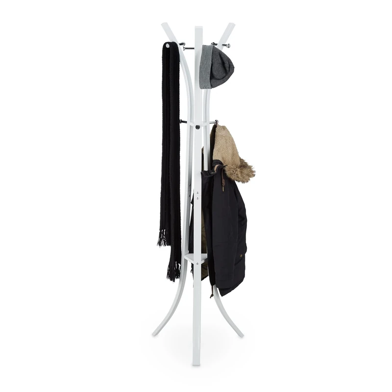 Relaxdays Coat Rack “Style”, Sturdy Metal Standing Garment Rack for Jackets & Coats, 175 cm, White