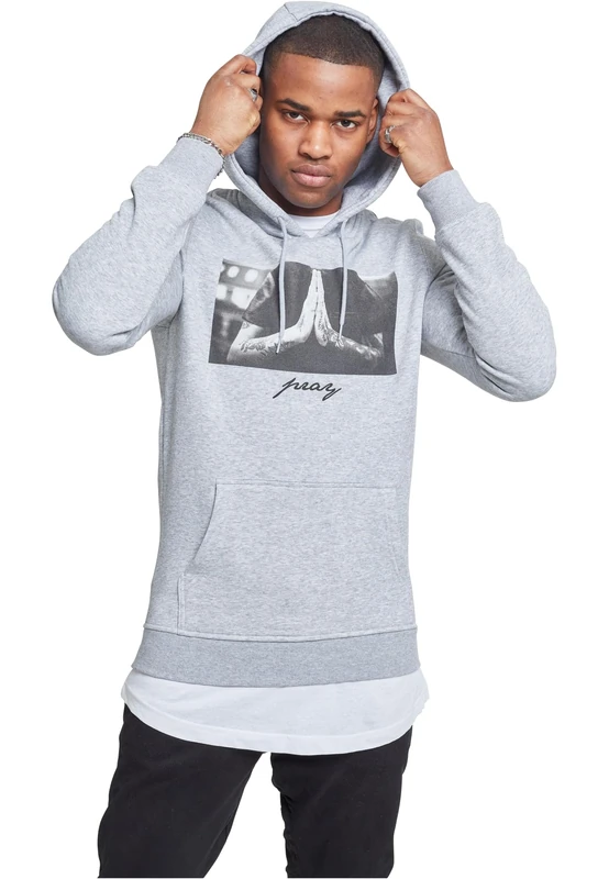 Mister Tee Men's Pray Hoody, Heather Grey, 5XL - Image 1