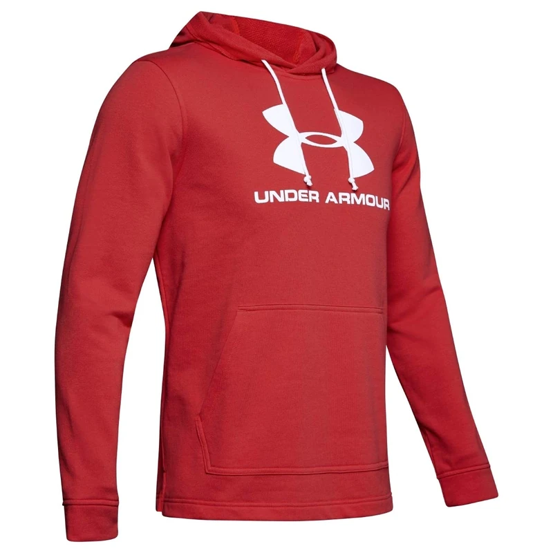 Under Armour Men Sportstyle Terry Logo Hoodie - Martian Red/White, Large