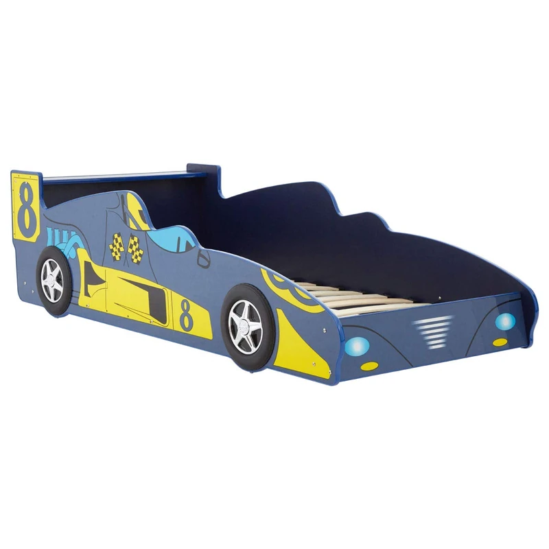 Premier Housewares Racing Car Bed, Iron, MDF, Melamine, Plywood, PVC, UV Paint, Blue, Single - Image 1