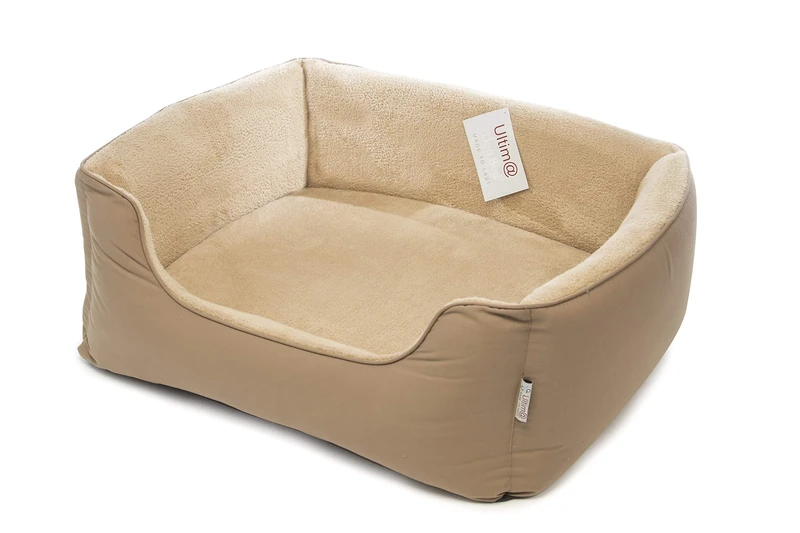 Gorpets Ultima Dog Bed with Supports - Removable Washable Bed Cover - Linen Calming Dog Bed - Medium (60 X 50 X 54 cm) - Beige