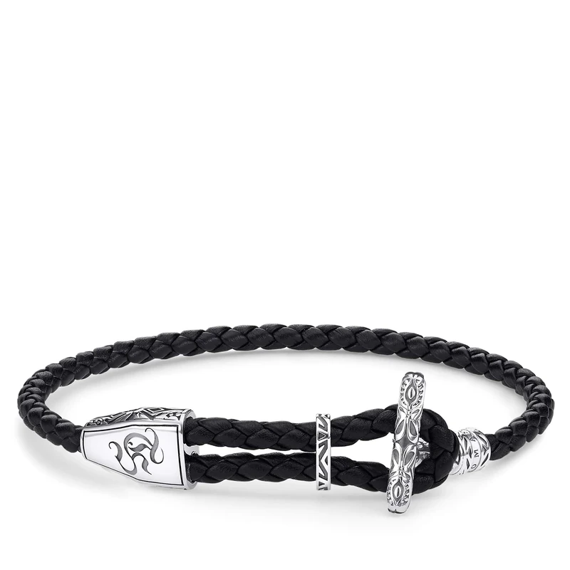 Thomas Sabo Leather Strap Ornament 925 Sterling Silver, Blackened
