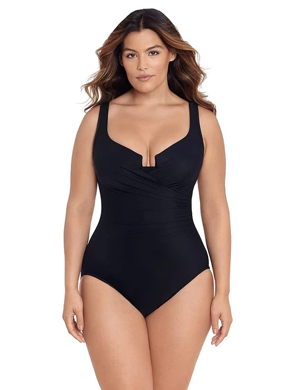 Miraclesuit Women's Plus Size Swimwear Solid Escape Underwire Tummy Control One Piece Swimsuit