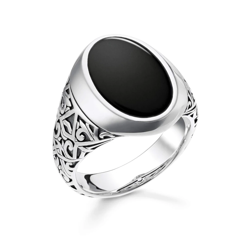 Thomas Sabo Unisex Ring Black Onyx 925 Sterling Silver TR2242-698-11