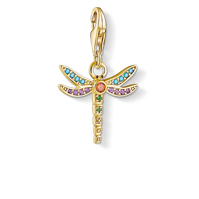 Thomas Sabo Women Charm Pendant Colourful Dragonfly 925 Sterling Silver 1758-974-7