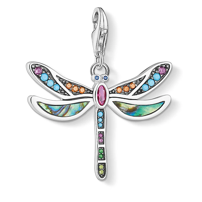 Thomas Sabo Women Charm Pendant Dragonfly Charm Club 925 Sterling Silver 1757-964-7