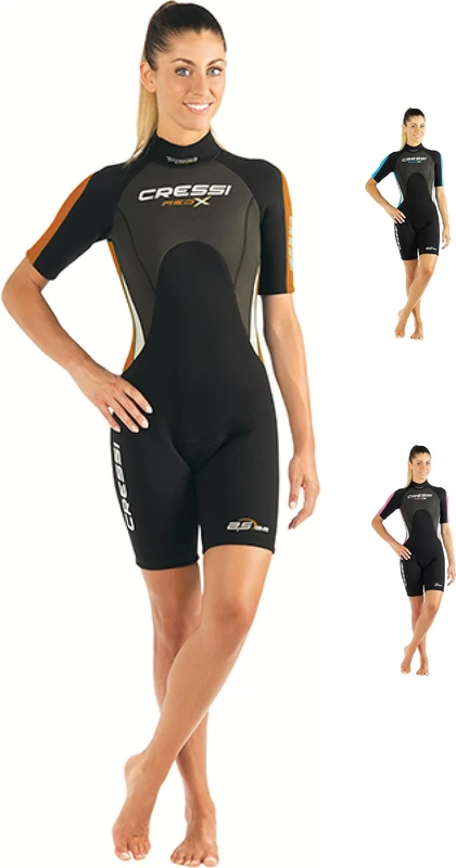 Cressi Women's Med X Lady Shorty Wetsuit, Black/Orange, L UK