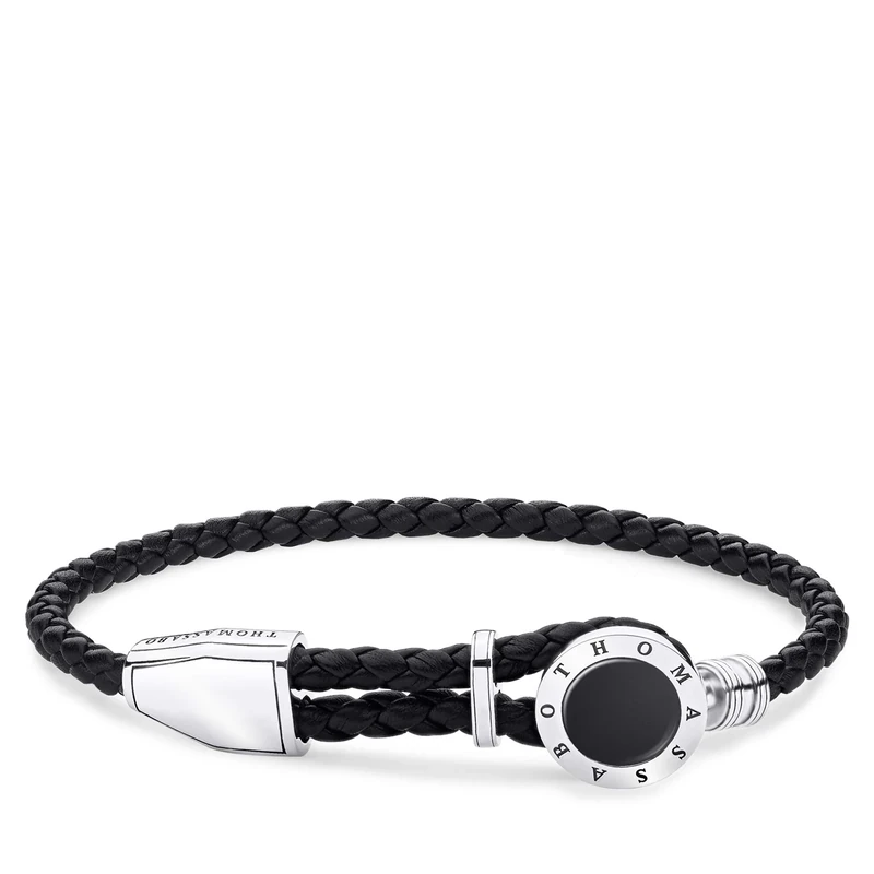 Thomas Sabo Men Bracelet Black Leather 925 Sterling Silver A1864-982-11-L25v