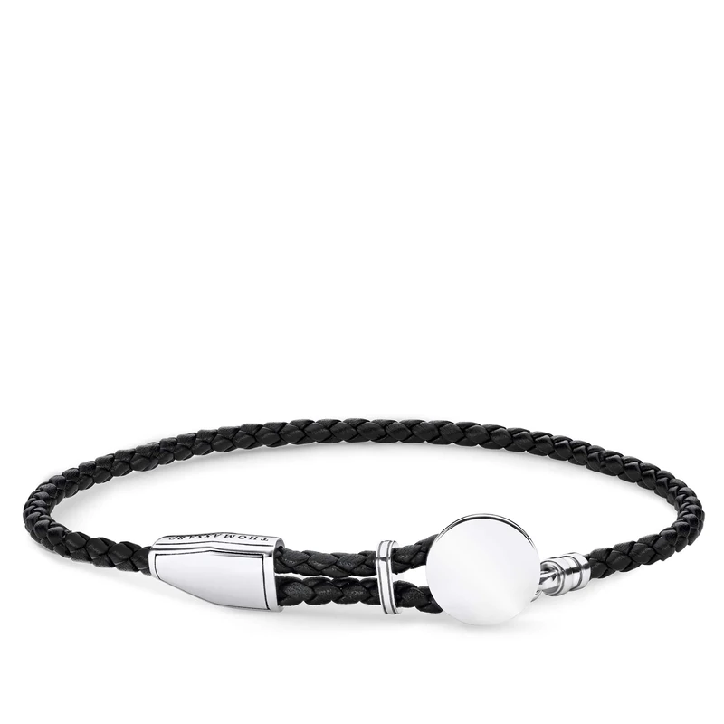 Thomas Sabo Leather Strap disc 925 Sterling Silver, Blackened - Image 1