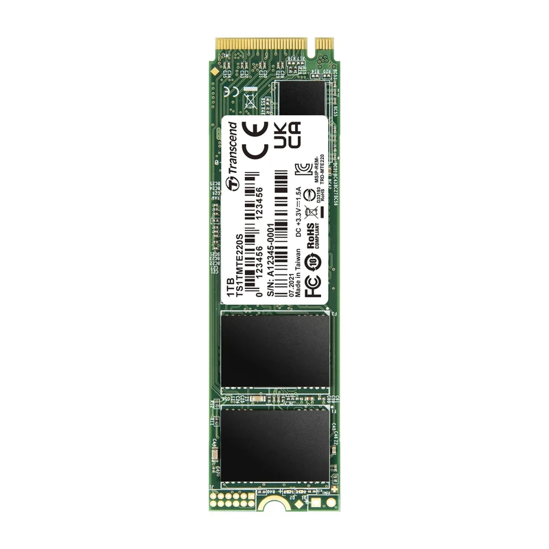 Transcend MTE220S 1TB NVMe PCIe Gen3 x4 SSD, Read/Write up to 3,500/3,200 mb/s with DRAM Cache & Graphene Heatsink TS1TMTE220S - Image 1
