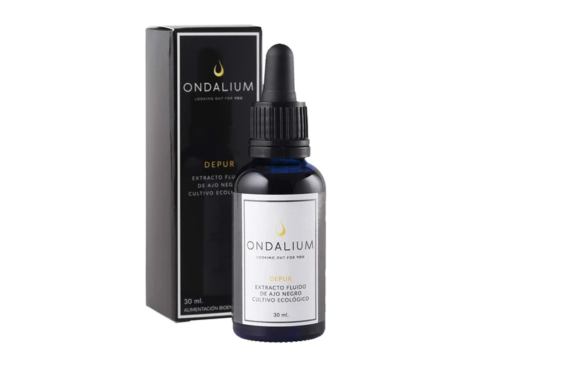Ondalium Depur | Spanish Organic Black Garlic Cleansing Fluid Extract (1 Month) - Natural Product for the Elimination of toxins and the Cleansing of the Body - 30 ml.