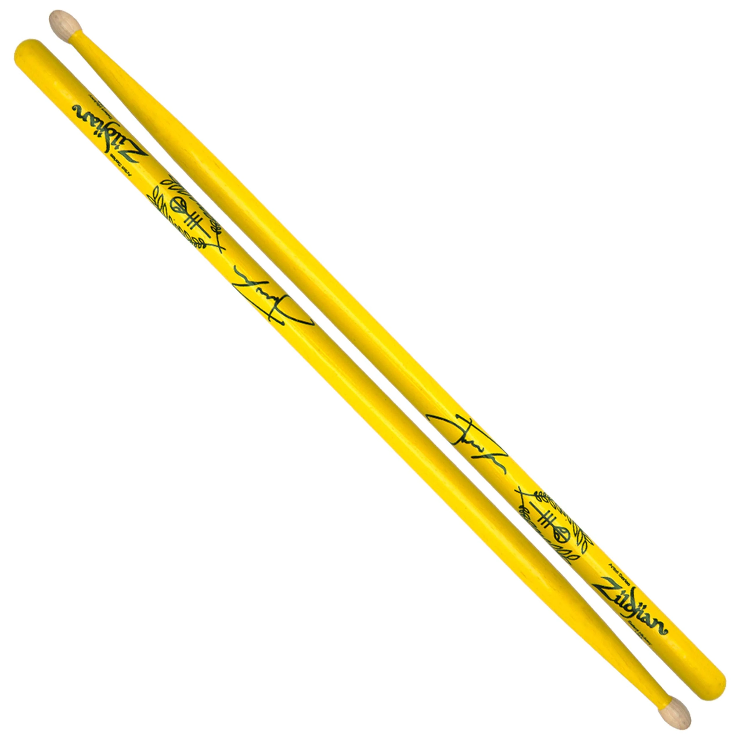 Zildjian ZASJD2 Artist Series Hickory Drumsticks - Josh Dun -"Trench" - Wood Tip - Yellow