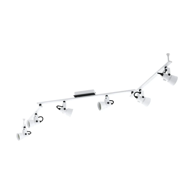 EGLO Trillo Ceiling Light, Ceiling Light with 6 Swivelling Spotlights, Ceiling Lighting for Office and Living Room, Metal in White and Black, Ceiling Spotlight with GU10 Socket, L 158.5 cm