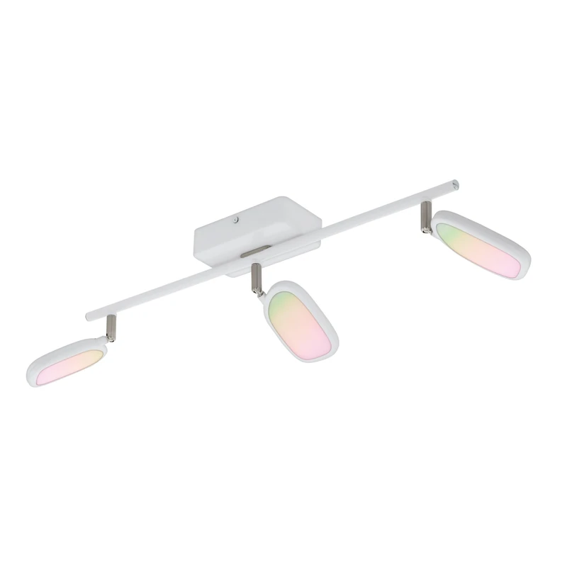 Eglo Connect LED Ceiling Light Palombare-C, 3-Flame Smart Home lamp Made of Metal, Aluminium and Plastic in White, Spots with RGB, Adjustable Light Colour (Warm, Neutral, Cool), dimmable