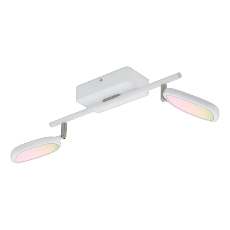 Eglo Connect LED Ceiling Light Palombare-C, 2-Flame Smart Home Ceiling lamp Made of Metal, Aluminium and Plastic in White, Spots with RGB and Adjustable Light Colour (Warm, Neutral, Cold), dimmable