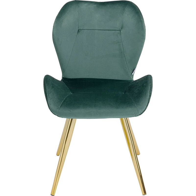 Kare Viva Designer Chair Velvet Green Elegant Chair Perfect as Dining Chair or Dressing Table Chair Stable on Filigree Legs 82 x 45 x 52 cm - Image 1