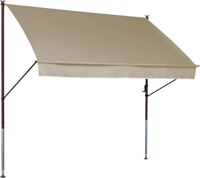 Angerer Freizeitmöbel GmbH Clamp Awning Style – Awning for Sun Protection – Mounting without Drilling and Dowels – Ideal Balcony Awning for Rented Apartments (Sand, 200 cm)