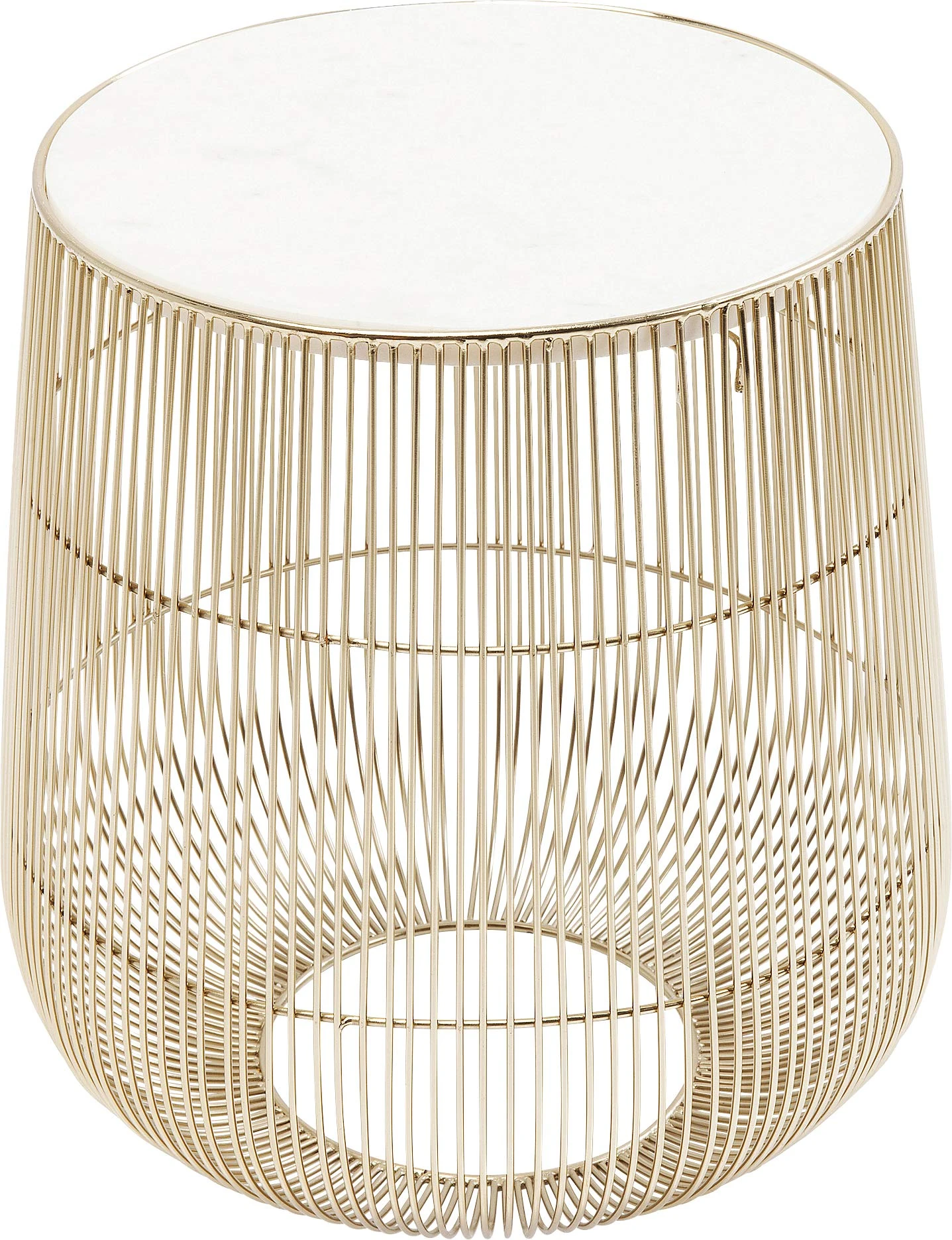 Kare Design Side Table Beam, Brass, White Marble, Steel Frame, Diameter 32 cm, Hand-crafted, Luxury, Elegant, Round, Modern Bed Side Table for Bedroom, Living Room, Office,
