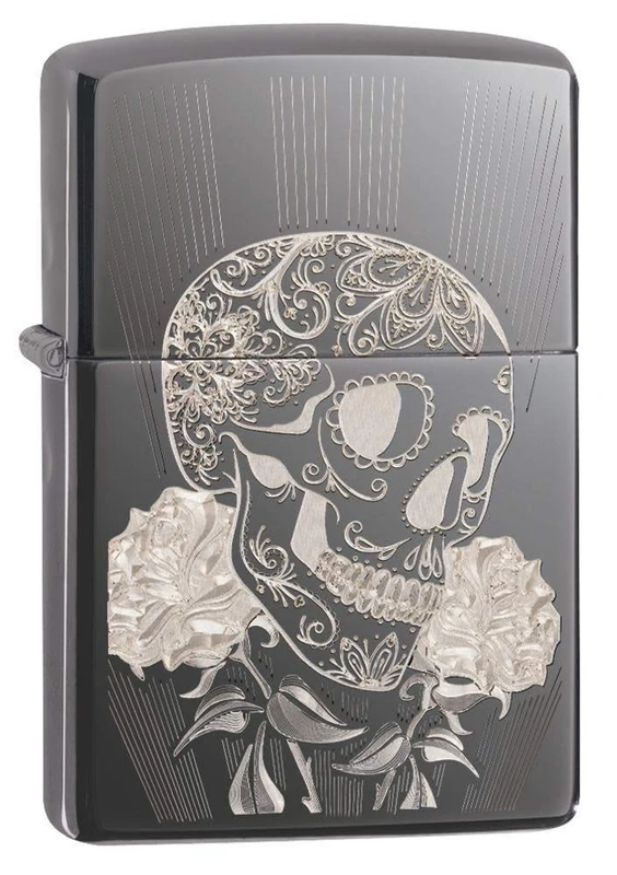 Zippo Unisex's FANCY SKULL DESIGN Windproof Lighter, Black, regular - Image 1