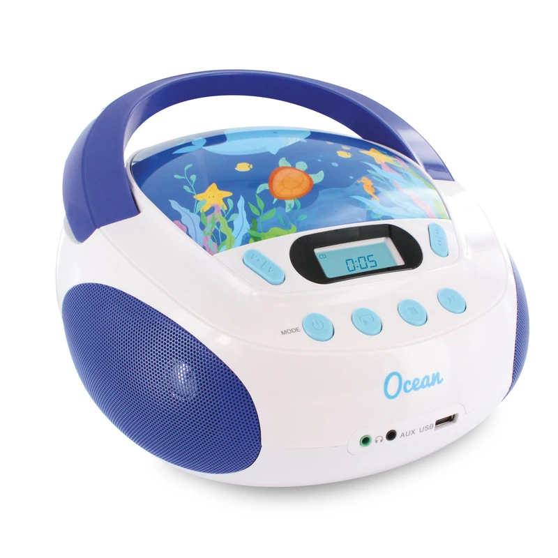 Metronic 477170 Children's CD Player Ocean with USB/AUX-IN Blue/White