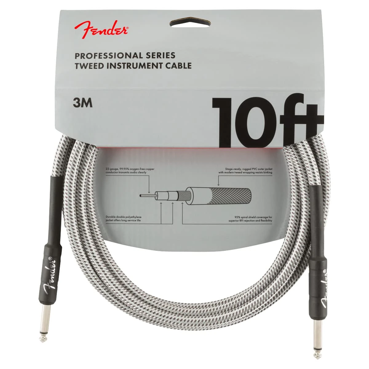 Fender PRO 10 INST CABLE WHT TWD