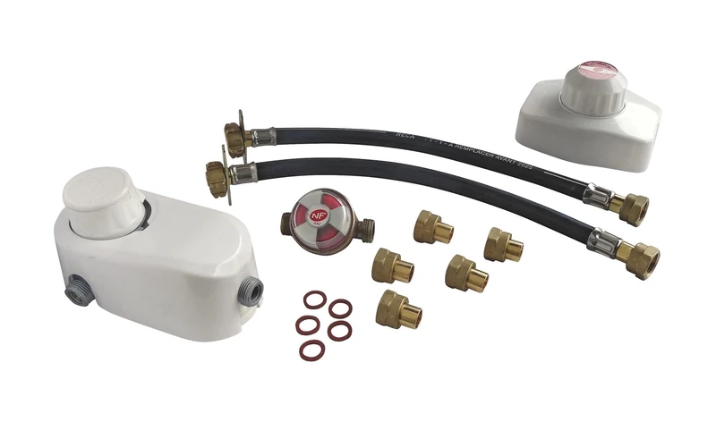 SOMATHERM FOR YOU - B14660 - Propane Regulator Set 1.3 kg/h + Diverter with Lyres for Connecting 2 Bottles - MM 20/150 Grey