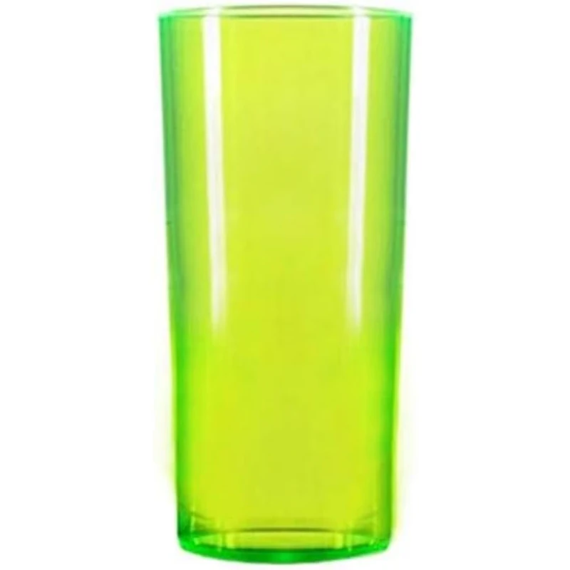 BB Plastics, Econ Polystyrene Hiball Tumblers CE Neon Green 10oz / 284ml, Reusable Plastic Glasses, Case of 48