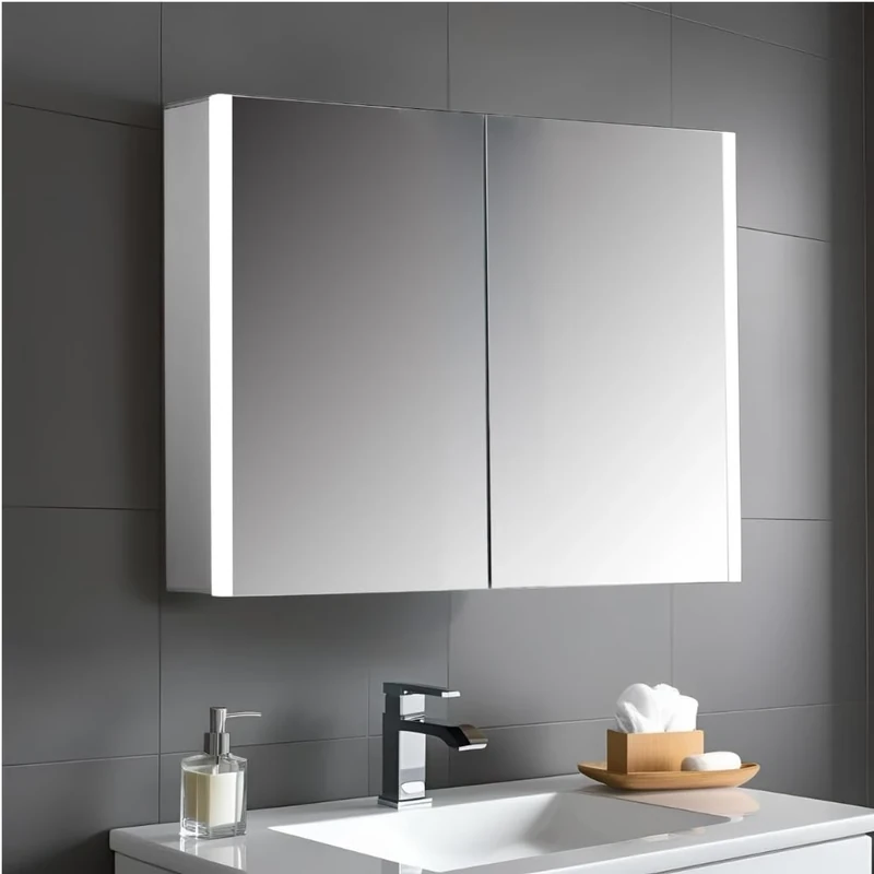 Keenware KBM-103 LED Bathroom Mirror Cabinet with Shaver Socket; 600x700mm