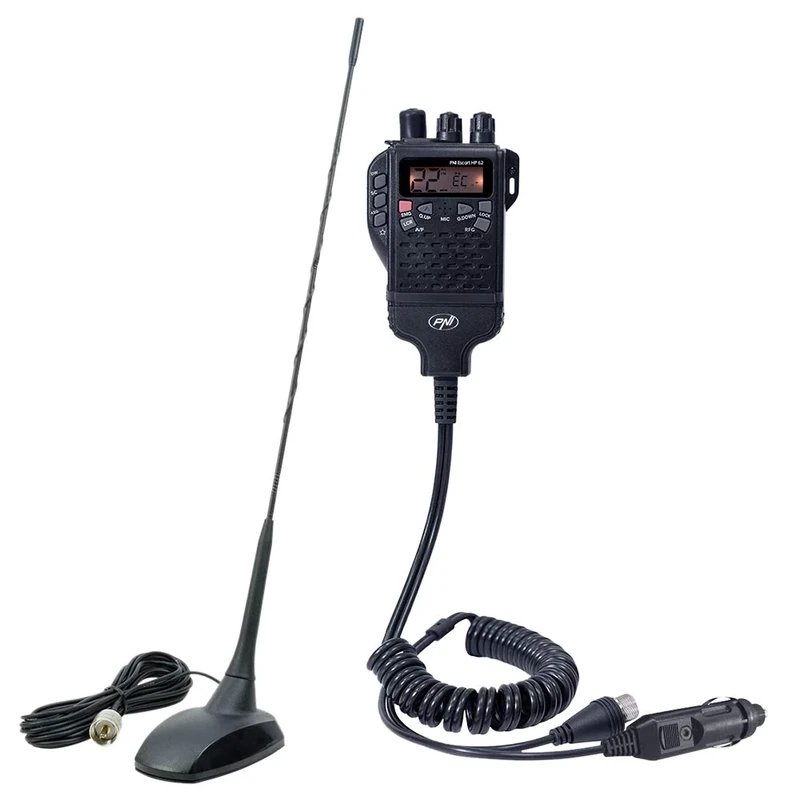 Package Radio CB PNI Escort HP 62 and Antenna PNI Extra 48 with magnet included, ASQ, RF gain Black