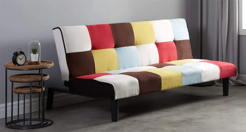 Birlea Multi Coloured Sofa Bed Rainbow 3 Seater Settee Fabric Scandinavian Retro