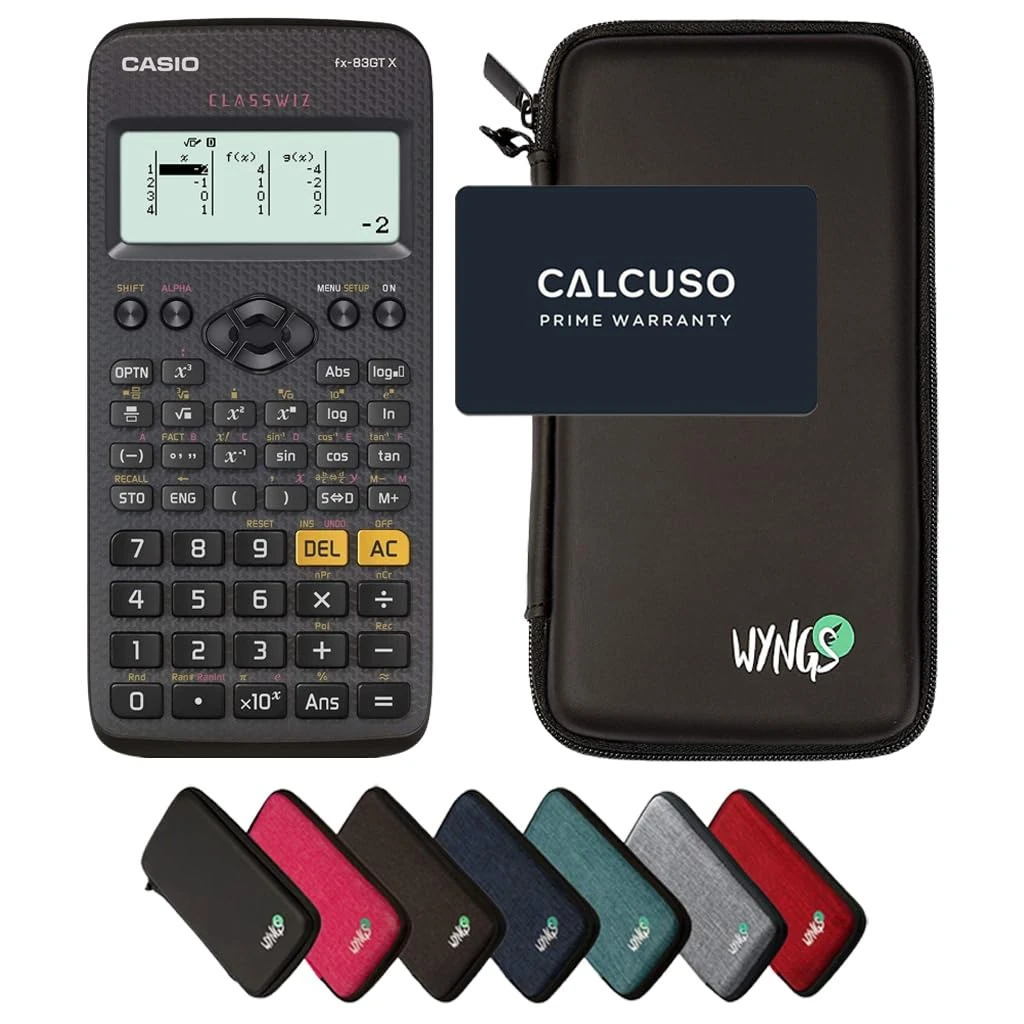 Casio fx-83GT X Black including a WYNGS protective case in Black - Basic Set