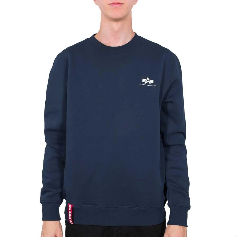 ALPHA INDUSTRIES Men's Basic Sweater Small Logo Sports Hoodie, new navy, S